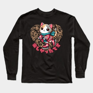 Ice skating Japanese cat Long Sleeve T-Shirt